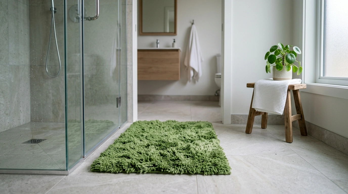 Green Grass Tufted Bath Mat: Plush, Cozy & Slip-Smart
