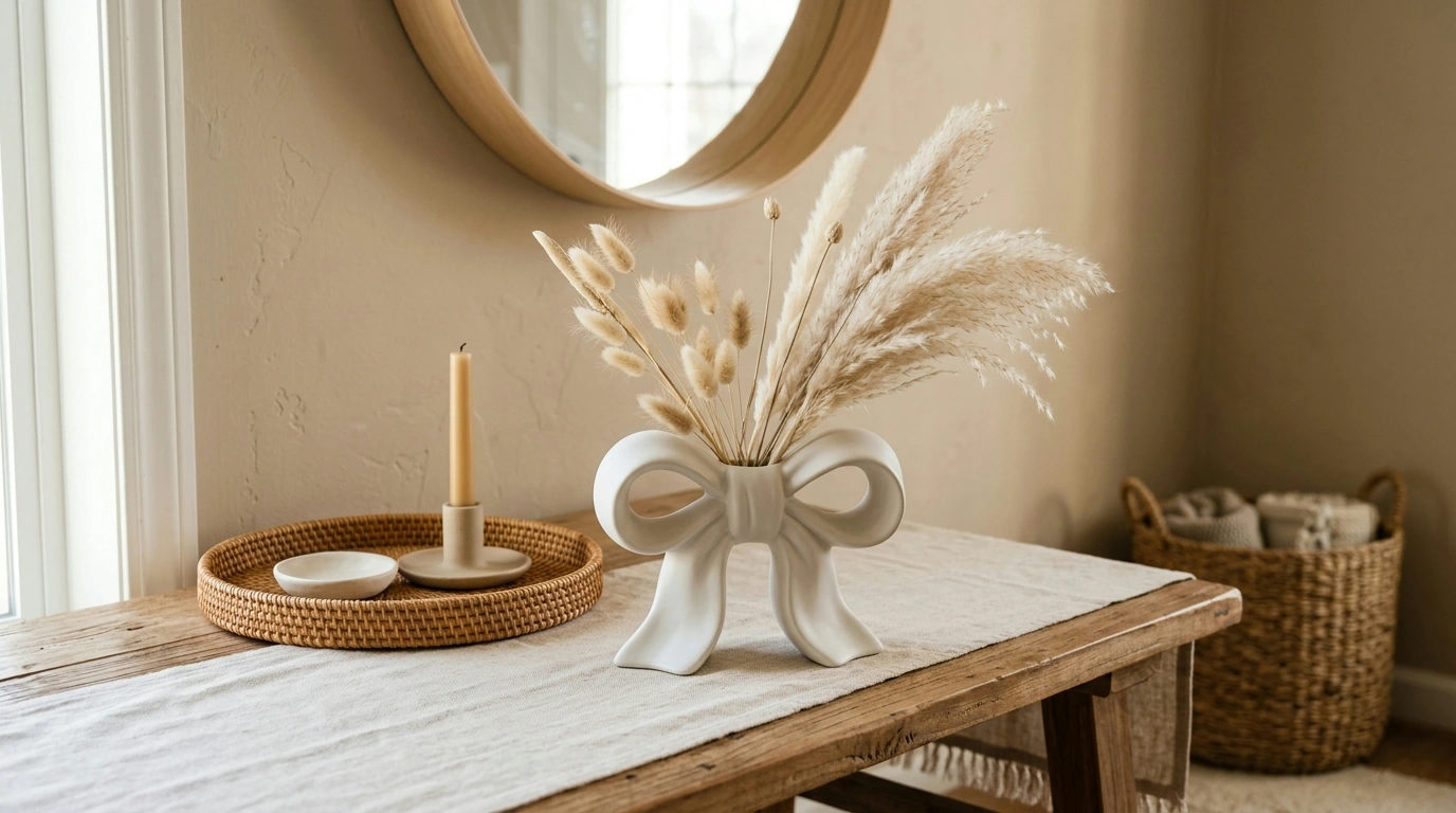 White Ceramic Bow Vase: Boho Styling Ideas & Placement